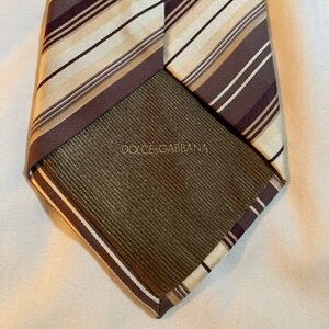Dolce & Gabbana Beige and Brown Striped Tie